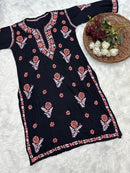 Black Rayon Threaded co - ord Set - Chikankari official