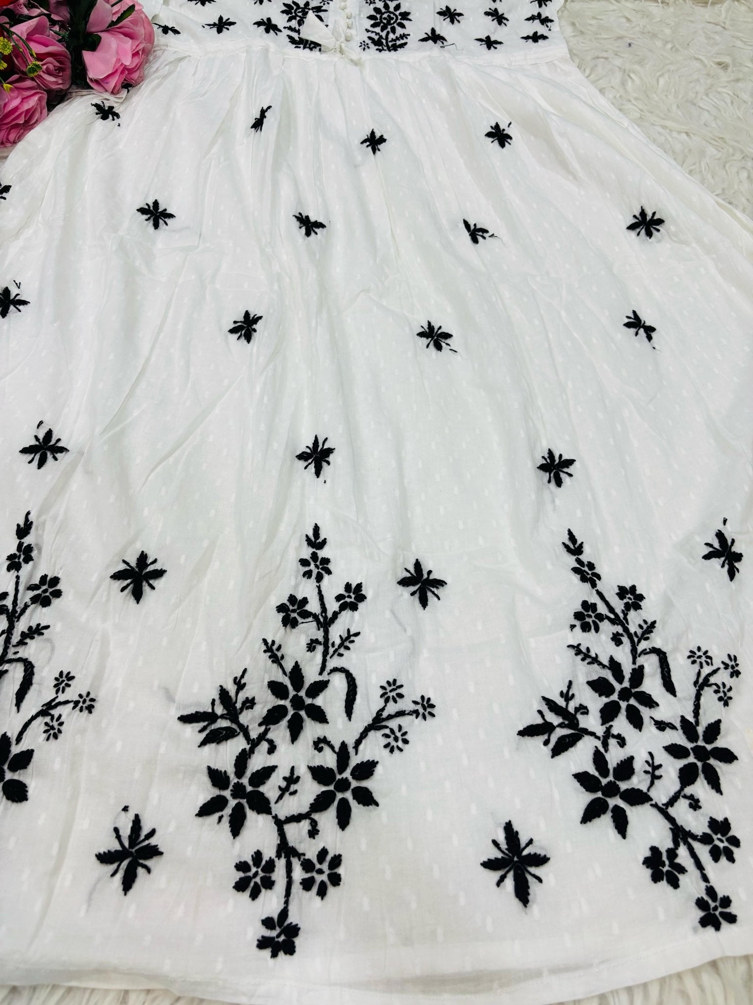 Black thread Gown - Chikankari official