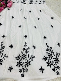 Black thread Gown - Chikankari official
