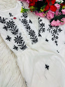 Black thread Gown - Chikankari official