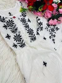 Black thread Gown - Chikankari official
