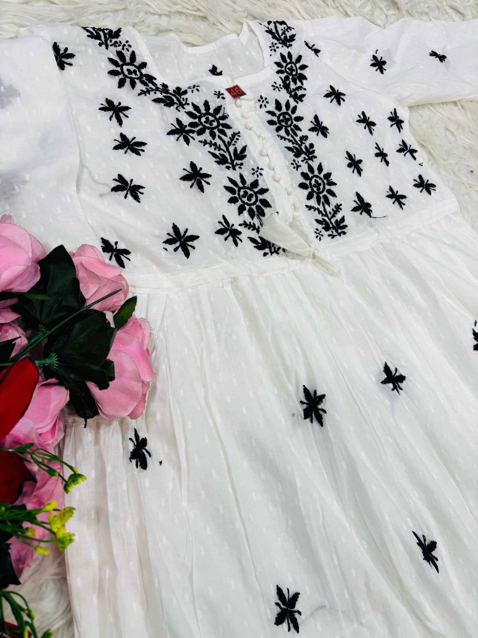 Black thread Gown - Chikankari official