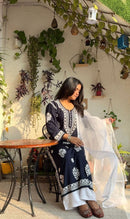 Boota modal cotton With Rayon Plazzo & Organza Dupatta - Chikankari official