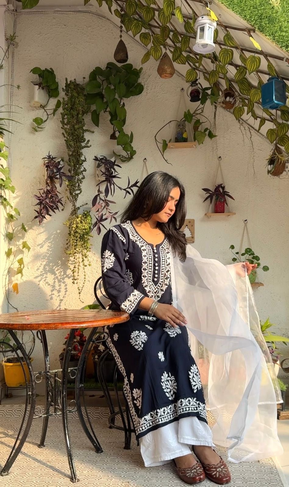 Boota modal cotton With Rayon Plazzo & Organza Dupatta - Chikankari official