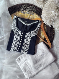 Boota modal cotton With Rayon Plazzo & Organza Dupatta - Chikankari official