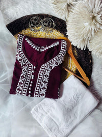 Boota modal cotton With Rayon Plazzo & Organza Dupatta - Chikankari official