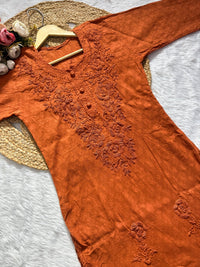 Brasso Cotton Dyed buttons kurti - Chikankari official