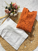 Brasso Cotton Dyed buttons kurti - Chikankari official