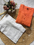 Brasso Cotton Dyed buttons kurti - Chikankari official