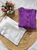 Brasso Cotton Dyed buttons kurti - Chikankari official
