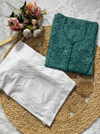 Brasso Cotton Dyed buttons kurti - Chikankari official
