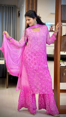 Pink chikankari