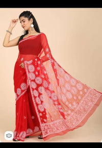 Buti Jalla palla georgette Saree with Blouse - Chikankari official