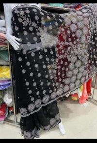 Buti Jalla palla georgette Saree with Blouse - Chikankari official