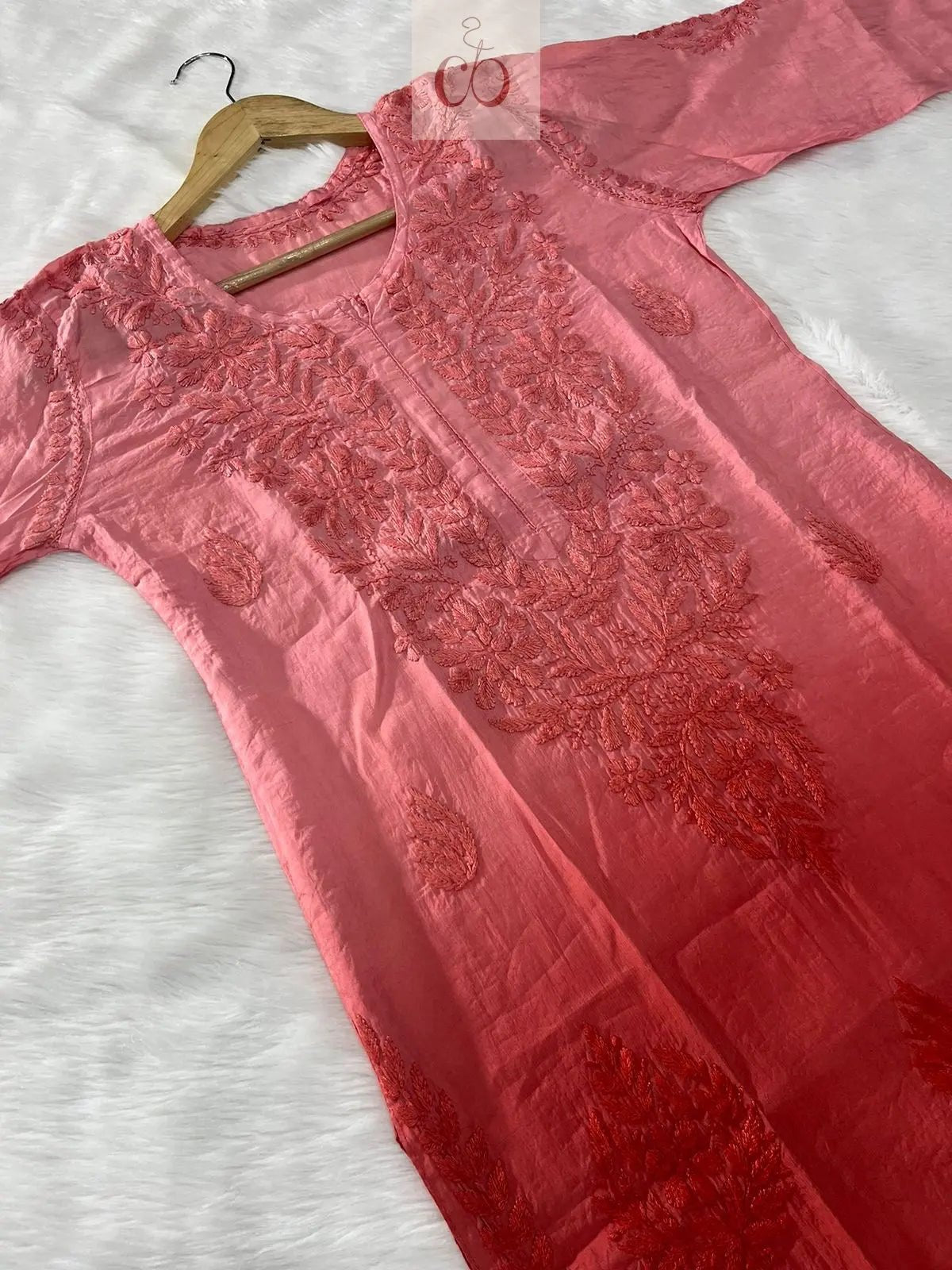 Butter Soft Chanderi Ombre edition Kurti - Chikankari official