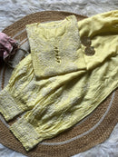 Butter soft chanderi Short Kurti with afghani pant - Chikankari official