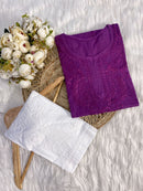 Butter Soft Dobby Cotton Short Tops - Chikankari official