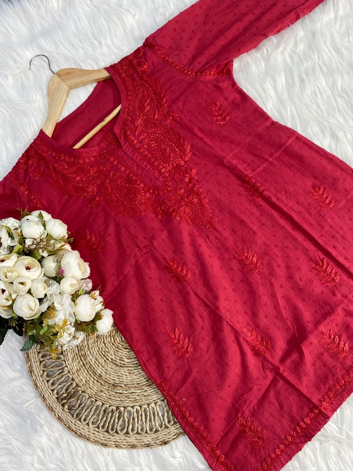 Butter Soft Dobby Cotton Short Tops - Chikankari official