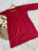 Butter Soft Dobby Cotton Short Tops - Chikankari official