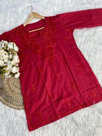 Butter Soft Dobby Cotton Short Tops - Chikankari official
