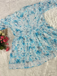 Butter soft mul mul floral printed short gown - Chikankari official