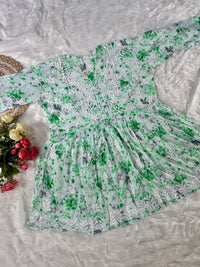 Butter soft mul mul floral printed short gown - Chikankari official