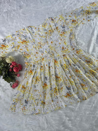 Butter soft mul mul floral printed short gown - Chikankari official