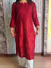 Butter Soft Silver Muqaish kurta - Chikankari official