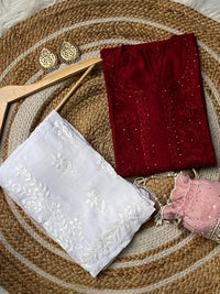 Butter Soft Silver Muqaish kurta - Chikankari official