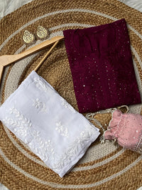 Butter Soft Silver Muqaish kurta - Chikankari official