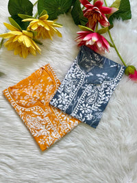 Buy 1 Get 1 Free Zainab Lightweight Mul Chikankari floral print kurtis - Chikankari official
