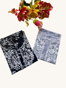 Buy 1 Get 1 Free Zainab Lightweight Mul Chikankari floral print kurtis - Chikankari official