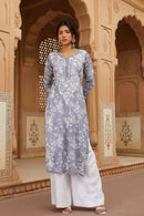 Buy 1 Get 1 Free Zainab Lightweight Mul Chikankari floral print kurtis - Chikankari official