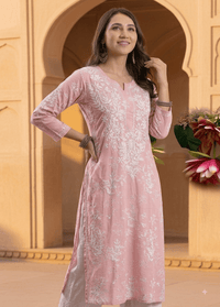 Buy 1 Get 1 Free Zainab Lightweight Mul Chikankari floral print kurtis - Chikankari official