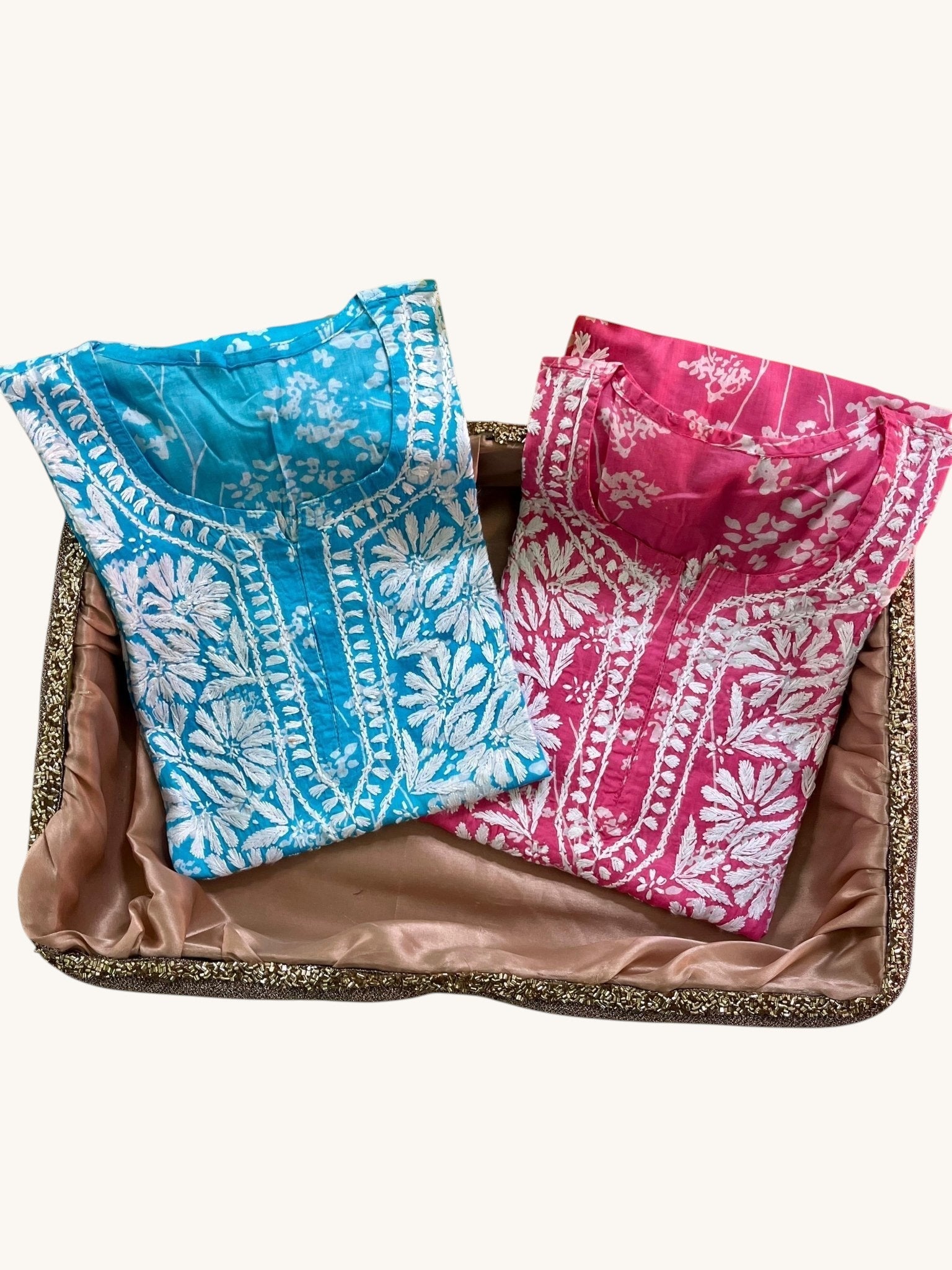Buy 1 Get 1 Free Zainab Lightweight Mul Chikankari floral print kurtis - Chikankari official