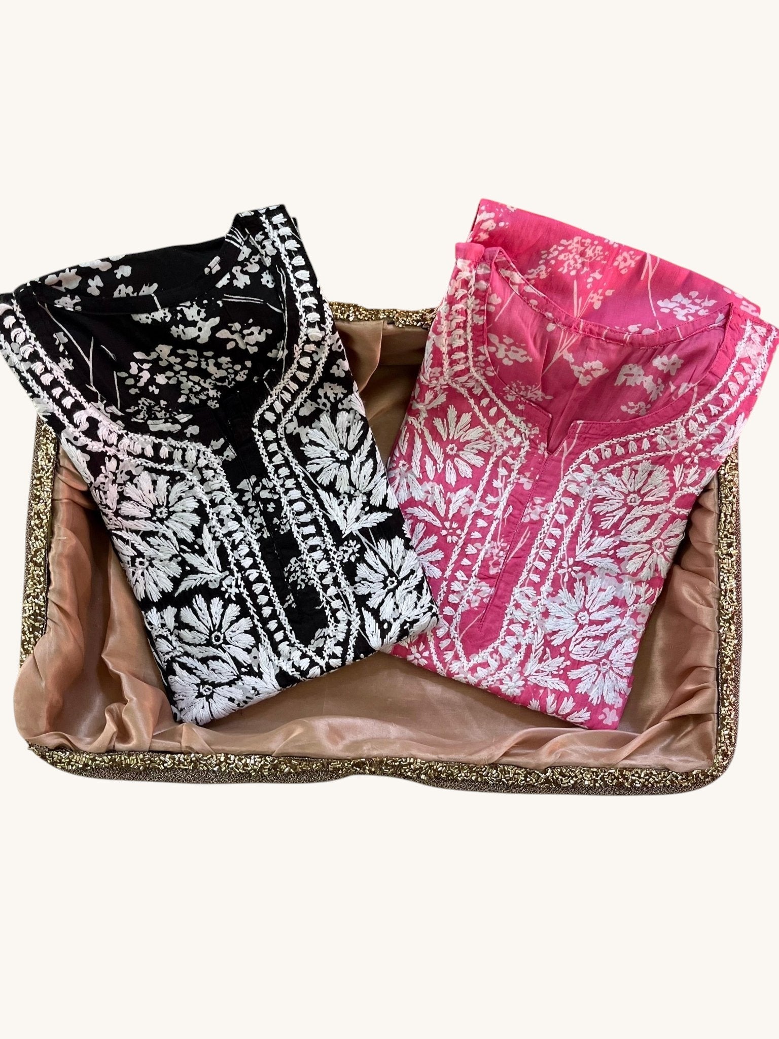 Buy 1 Get 1 Free Zainab Lightweight Mul Chikankari floral print kurtis - Chikankari official