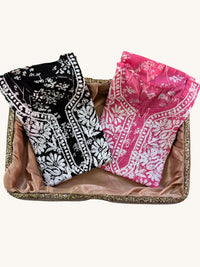 Buy 1 Get 1 Free Zainab Lightweight Mul Chikankari floral print kurtis - Chikankari official