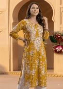 Buy 1 Get 1 Free Zainab Lightweight Mul Chikankari floral print kurtis - Chikankari official