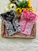Buy 1 Get 1 Free Zainab Lightweight Mul Chikankari floral print kurtis - Chikankari official