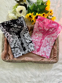 Buy 1 Get 1 Free Zainab Lightweight Mul Chikankari floral print kurtis - Chikankari official