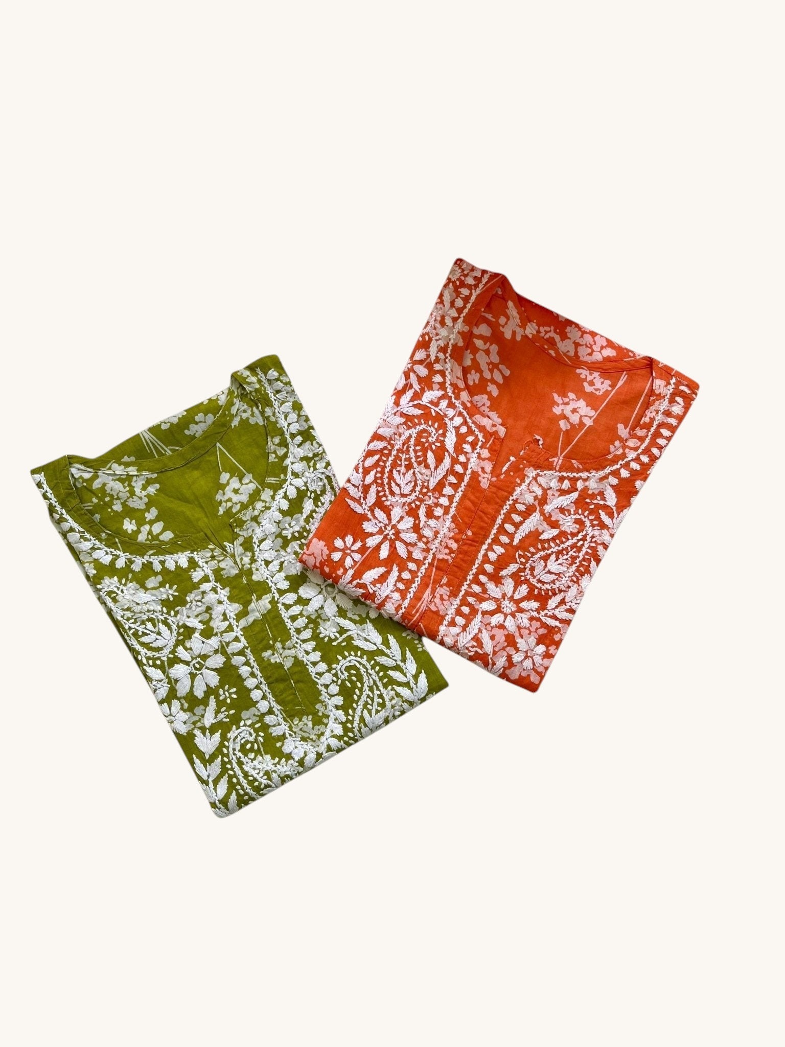 Buy 1 Get 1 Free Zainab Lightweight Mul Chikankari floral print kurtis - Chikankari official