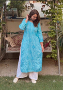 Chanderi 3d Gala Panel chikankari kurti - Chikankari official