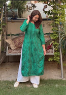 Chanderi 3d Gala Panel chikankari kurti - Chikankari official