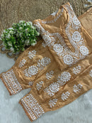 Chanderi Afghani Border Side less Set - Chikankari official