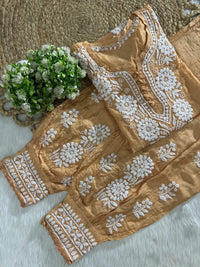 Chanderi Afghani Border Side less Set - Chikankari official