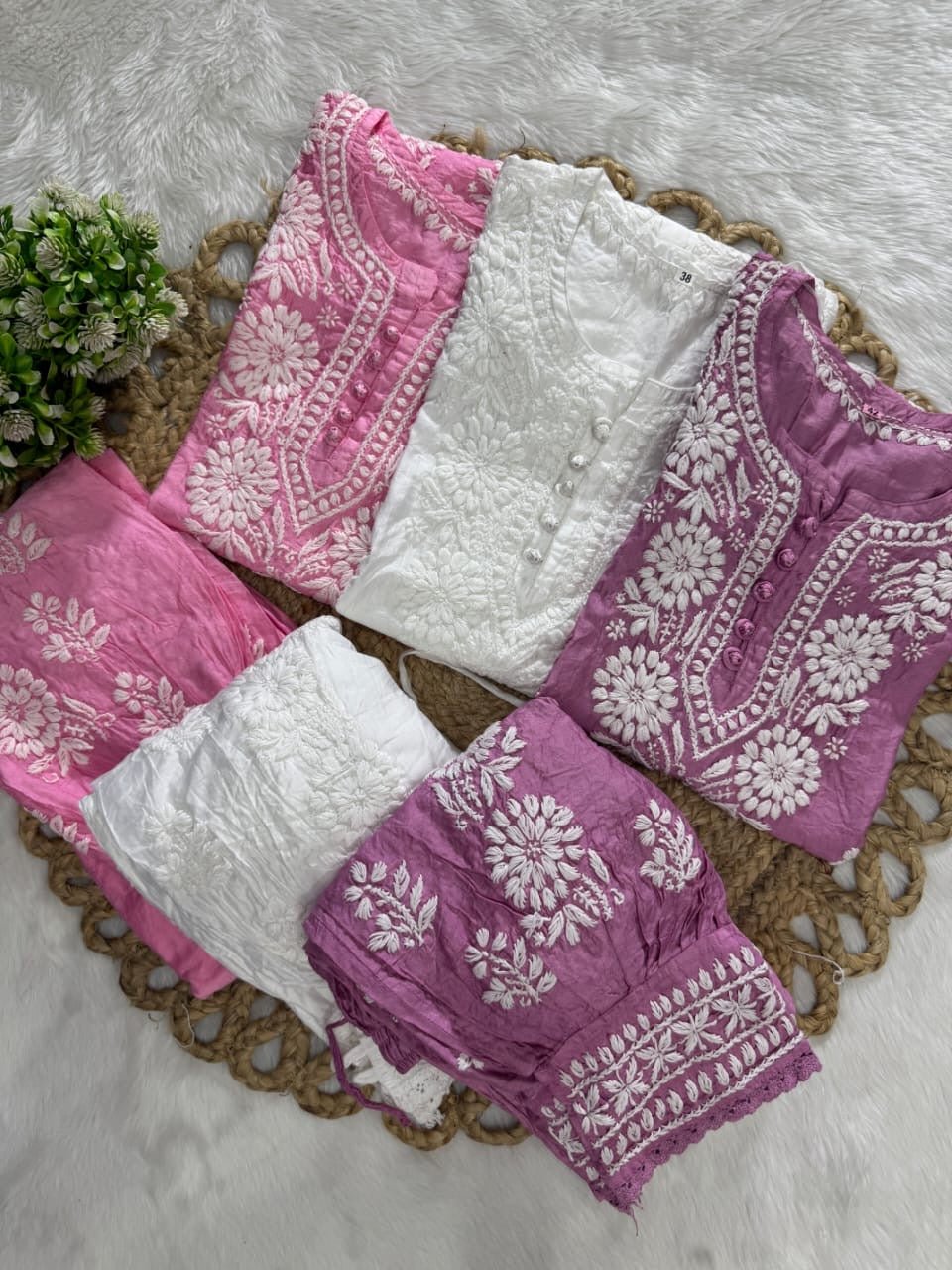 Chanderi Afghani Border Side less Set - Chikankari official
