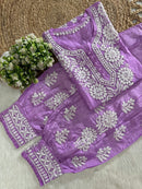 Chanderi Afghani Border Side less Set - Chikankari official