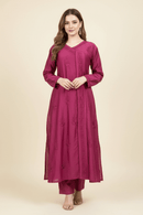 Chanderi Angrakha Style With Lace Pattern | Chikankari Official - Chikankari official