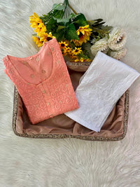 Chanderi Boota Gown Golden Bindi - Chikankari official