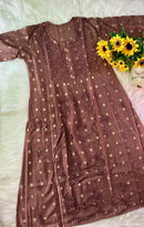 Chanderi Boota Gown Golden Bindi - Chikankari official